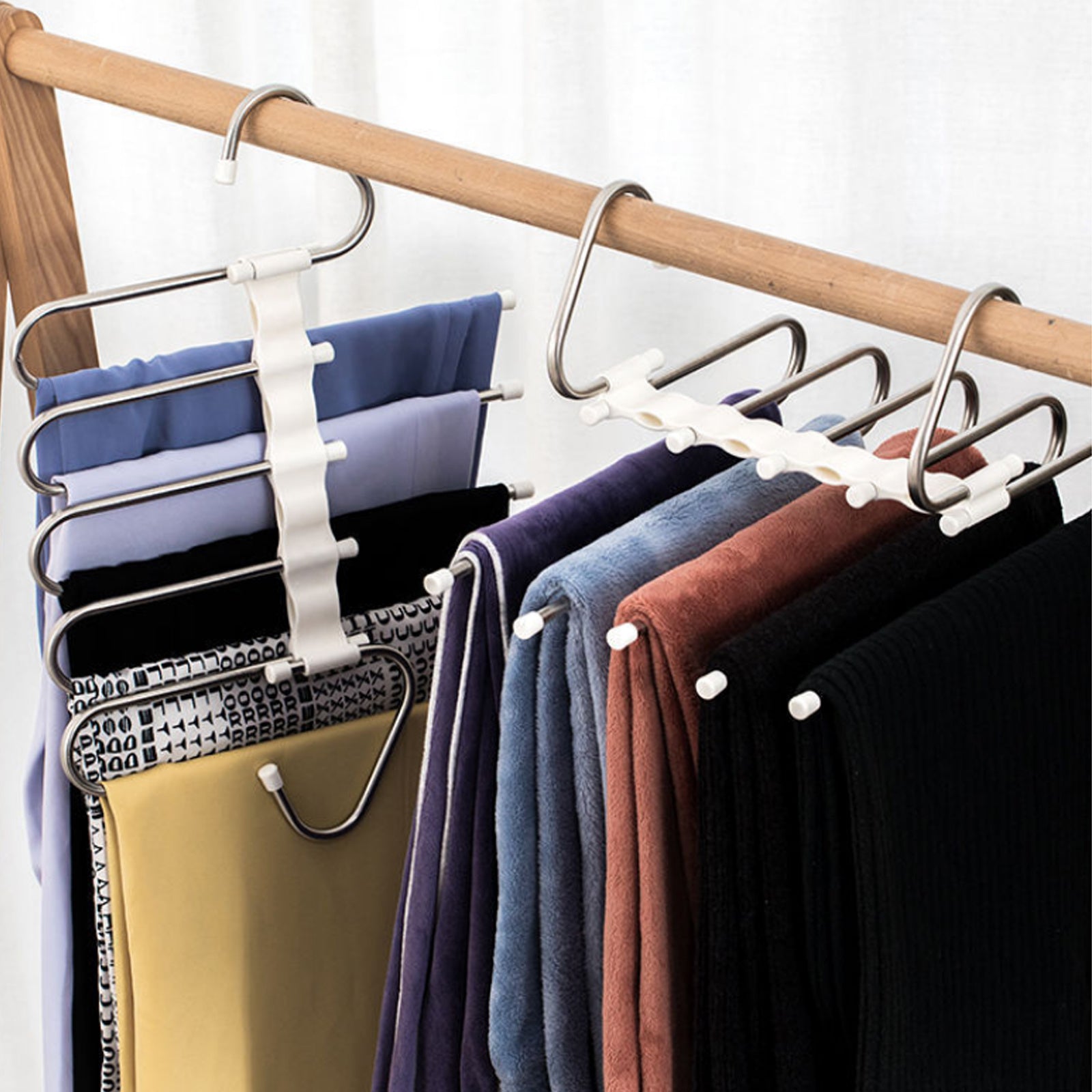 5 In 1 Wardrobe Hanger Multi-functional Clothes Hangers Pants Stainless Steel Magic Wardrobe Clothing Hangers For Clothes Rack - iztia