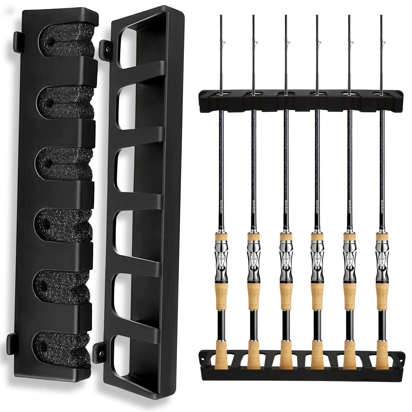 Fishing Rod Rack Vertical Holder Horizontal Wall Mount Boat Pole Stand Storage - iztia