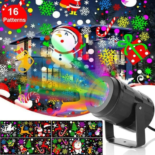 Christmas Party Lights Snowflake Projector Light Led Stage Light Rotating Xmas Pattern Outdoor Holiday Lighting Garden Christmas Decor - iztia