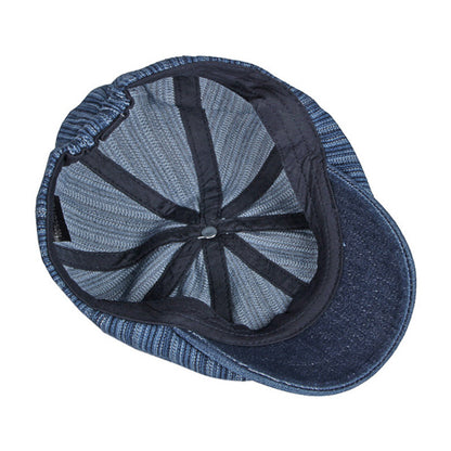 Spring And Autumn Washed Denim Octagonal Beret - iztia