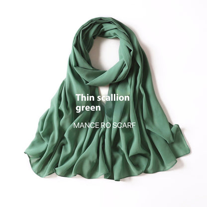 Pure Color Pearl Chiffon Scarf Headcloth Veil Chiffon Scarf - iztia