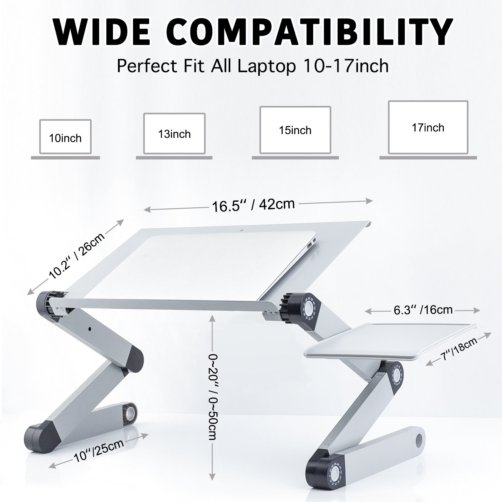 Adjustable Laptop Stand, RAINBEAN Laptop Desk with 2 CPU Cooling USB Fans for Bed Aluminum Lap Workstation Desk with Mouse Pad, Foldable Cook Book Stand Notebook Holder Sofa,Amazon Banned - iztia