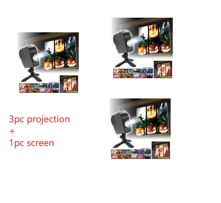 Halloween  Christmas Laser Projector 12 Movies Disco Light Mini Window Home Theater Projector Indoor Outdoor Projector - iztia