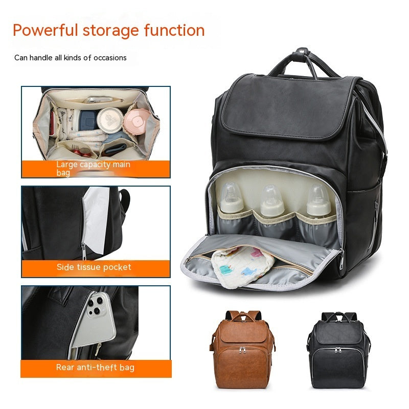 Leisure Crib Baby Diaper Bag Lightweight And Large Capacity Splash-proof Multi-purpose Shoulder Mummy Backpack - iztia