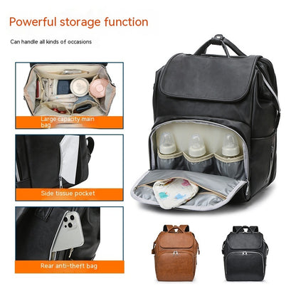 Leisure Crib Baby Diaper Bag Lightweight And Large Capacity Splash-proof Multi-purpose Shoulder Mummy Backpack - iztia