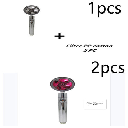 Propeller Driven Shower Head With Stop Button And Cotton Filter Turbocharged High Pressure Handheld Shower Nozzle - iztia