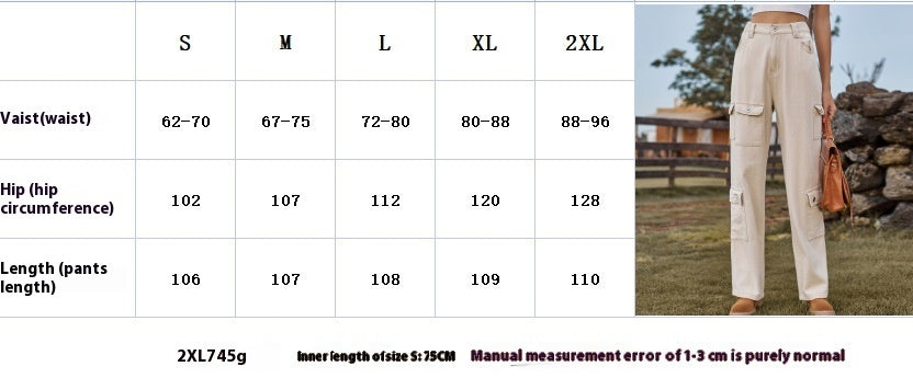 American Washed Semi-elastic Design Personality Denim Workwear Casual Pants - iztia