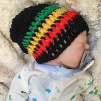 Halloween Jamaica Reggae Children Woolen Cap Handmade Knitted Rainbow Striped Festival Funny Wear - iztia