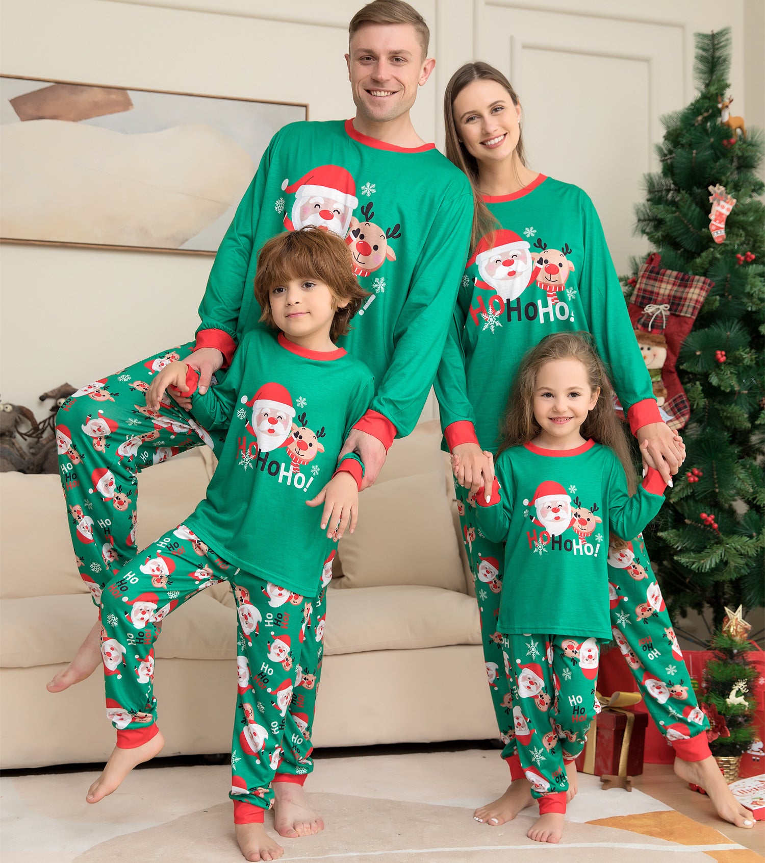 Christmas Pajamas For Family Matching Family Christmas PJs Sets Santa Claus Printed Top Sleepwear - iztia