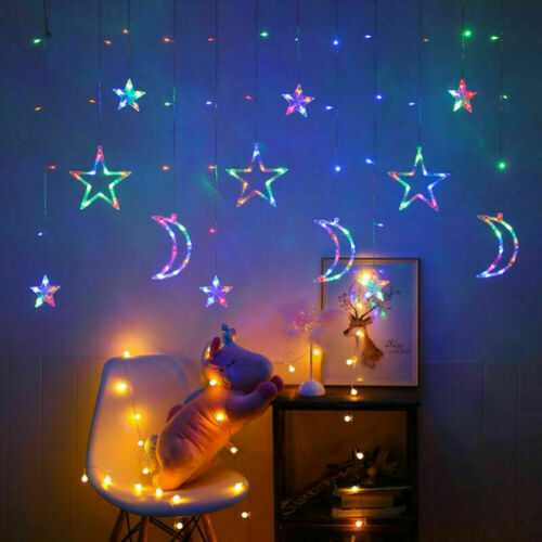 LED Fairy String Window Curtain Lights Star Christmas Xmas Party Home Indoor - iztia