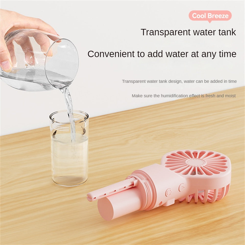 Strong Power Spray Humidification Small Fan Humidification Usb Charging Portable Fan Icy And Refreshing Fan Water Supplement - iztia