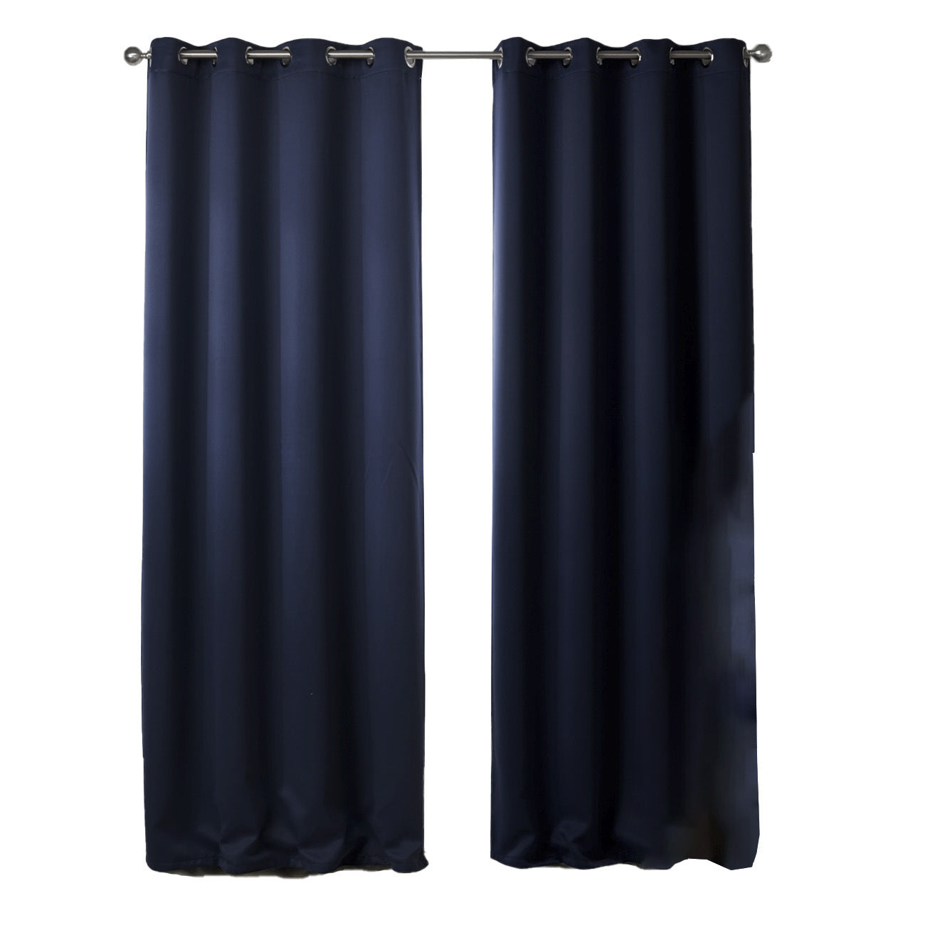 Dark Blue Bedroom Blackout Fabric Printed Curtains - iztia