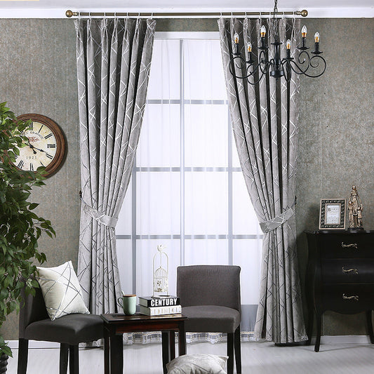 Solid Color Simple Modern Light Luxury Living Room Chenille Blackout Curtains - iztia