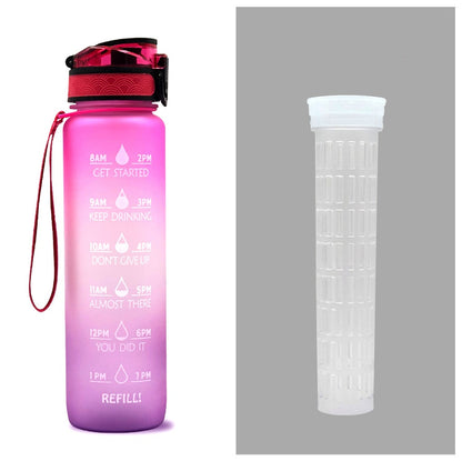 1L Tritan Water Bottle With Time Marker Bounce Cover Motivational Water Bottle Cycling Leakproof Cup For Sports Fitness Bottles - iztia