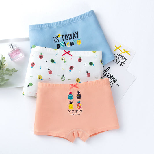 Creative Print Cotton Girls Underwear Boxer Set - iztia