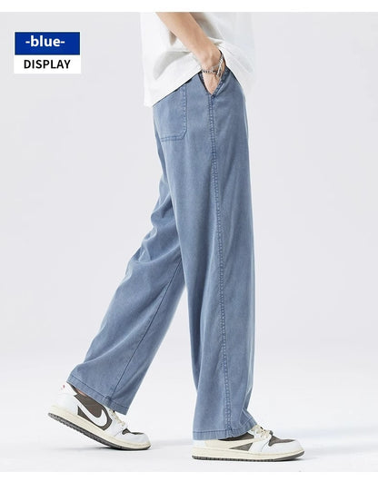 Loose Straight Drooping Denim Wide-leg Pants Men - iztia