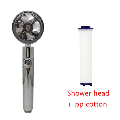 Shower Head Water Saving Flow 360 Degrees Rotating With Small Fan ABS Rain High Pressure Spray Nozzle Bathroom Accessories - iztia