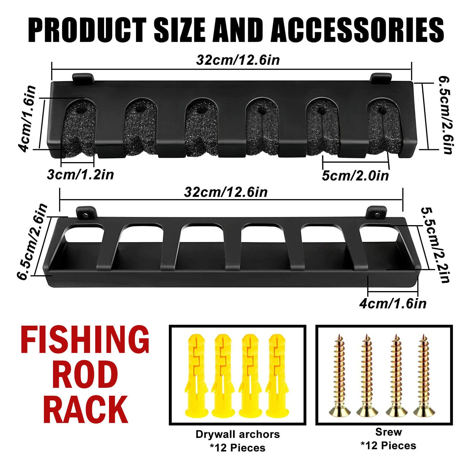 Fishing Rod Rack Vertical Holder Horizontal Wall Mount Boat Pole Stand Storage - iztia