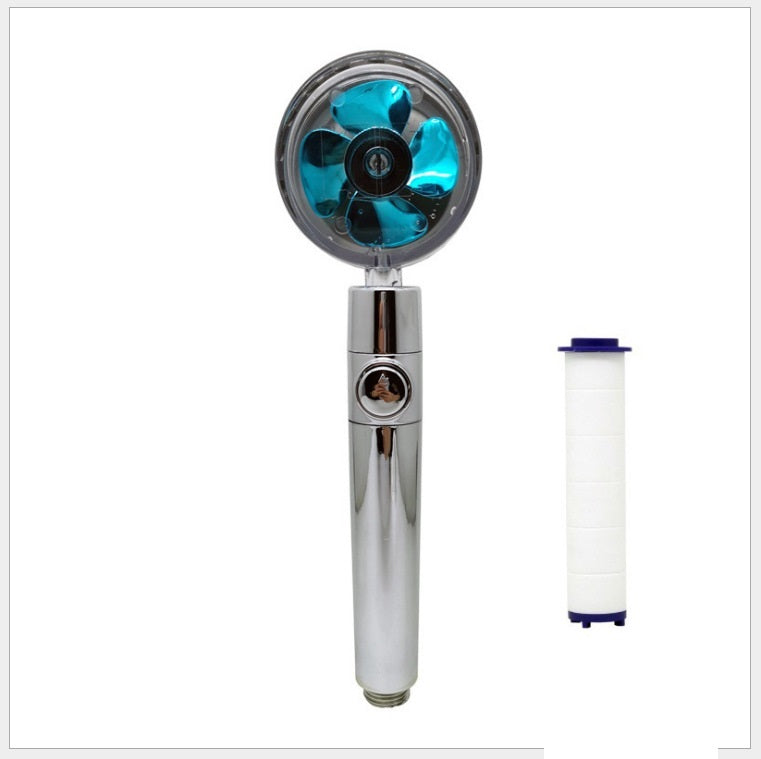 Propeller Driven Shower Head With Stop Button And Cotton Filter Turbocharged High Pressure Handheld Shower Nozzle - iztia