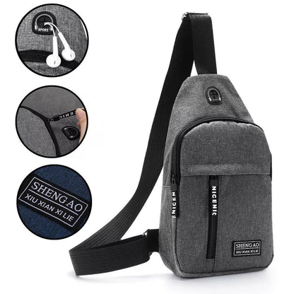 Mens Sling Bag Cross Body Handbag Chest Bag Shoulder Pack Sports Travel Backpack Gray - iztia