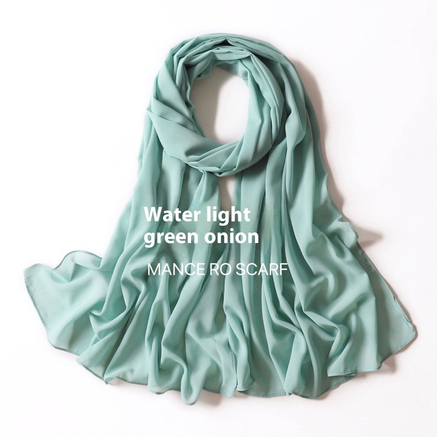 Pure Color Pearl Chiffon Scarf Headcloth Veil Chiffon Scarf - iztia