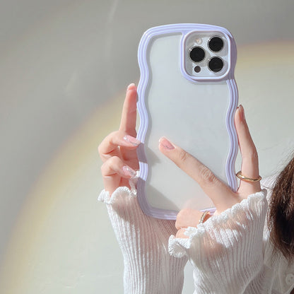 Wave Border Mobile Phone Case Solid Color Simple Candy Color - iztia