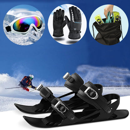 Mini Ski Skates Portable Short Skiboard Adjustable Skates Shoes For Snow - iztia