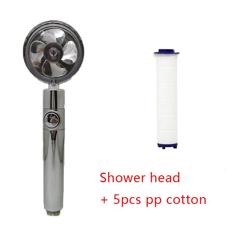 Shower Head Water Saving Flow 360 Degrees Rotating With Small Fan ABS Rain High Pressure Spray Nozzle Bathroom Accessories - iztia