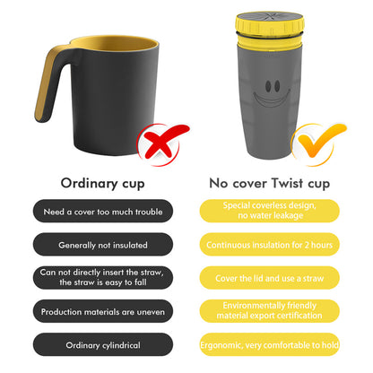 No Cover Twist Cup Travel Portable Cup Double Insulation Tumbler Straw Sippy Water Bottles Portable For Children Adults - iztia