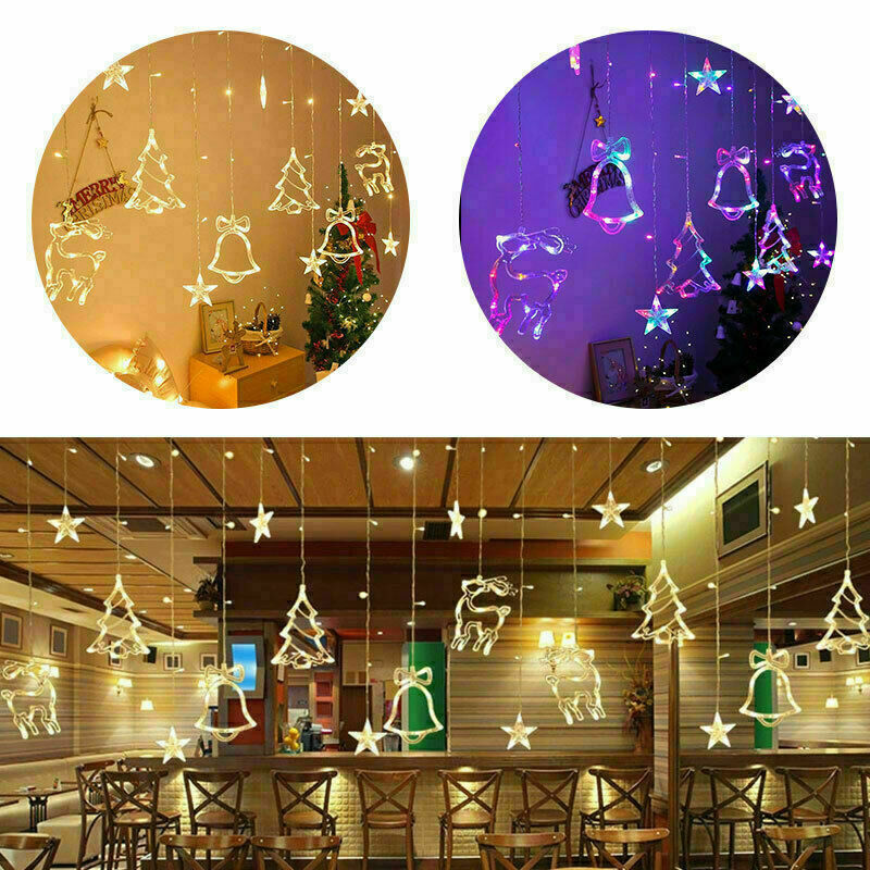 LED Fairy String Window Curtain Lights Star Christmas Xmas Party Home Indoor - iztia