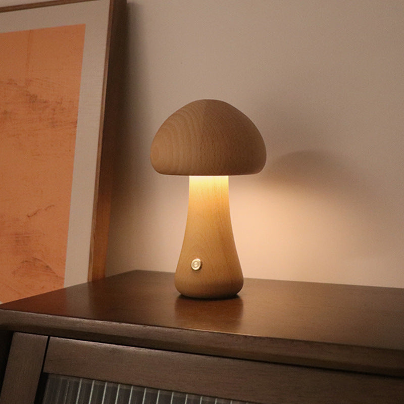 INS Wooden Cute Mushroom LED Night Light With Touch Switch  Bedside Table Lamp For Bedroom Childrens Room Sleeping Night Lamps Home Decor - iztia