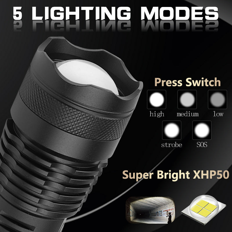 USB Charging Zoom P50 Flashlight - iztia