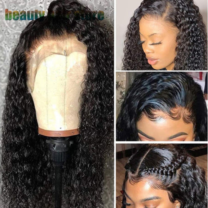 Brazilian Kinky Curly Lace Front Human Hair Wigs - iztia