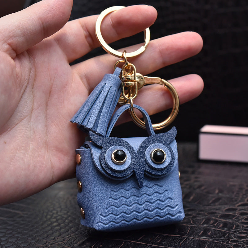 Creative Leather Owl Coin Purse Keychain - iztia