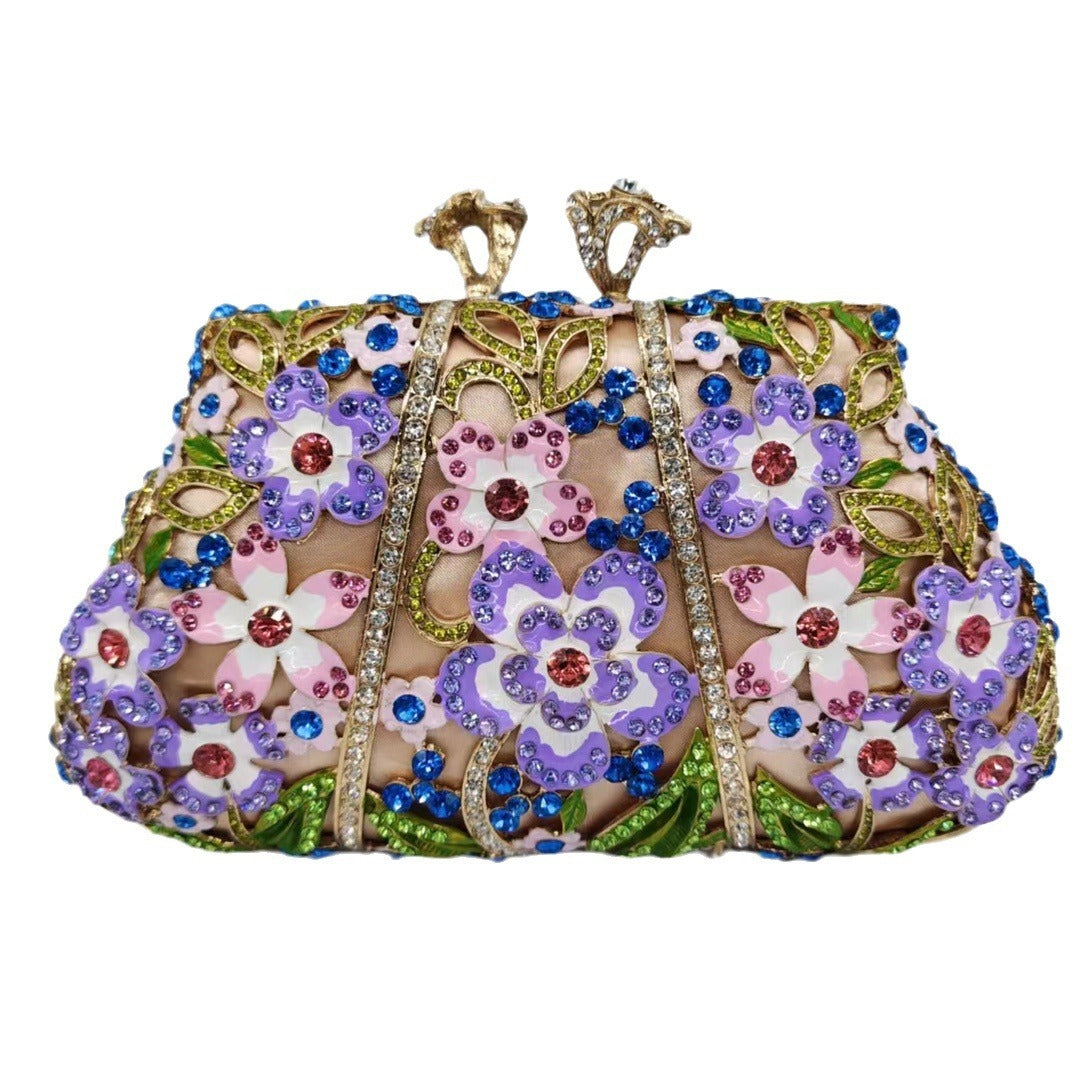 Dripping Oil Diamond Evening Bag Enamel Color Flower Clutch - iztia