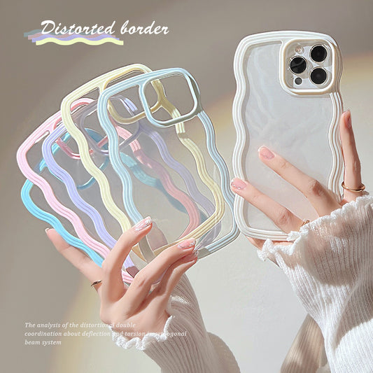 Wave Border Mobile Phone Case Solid Color Simple Candy Color - iztia