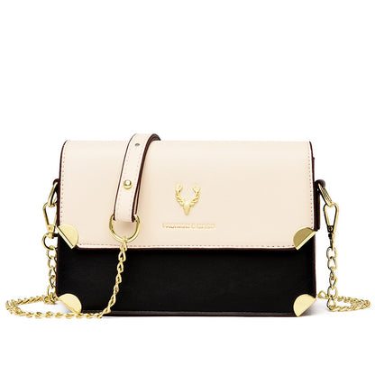 Fashion Color Contrast Deer Head Chain Crossbody Bag - iztia