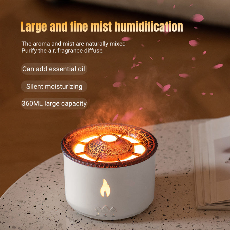 New Creative Ultrasonic Essential Oil Humidifier Volcano Aromatherapy Machine Spray Jellyfish Air Flame Humidifier Diffuser - iztia