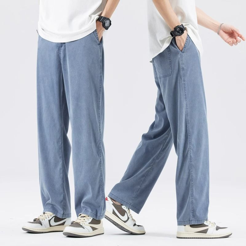 Loose Straight Drooping Denim Wide-leg Pants Men - iztia