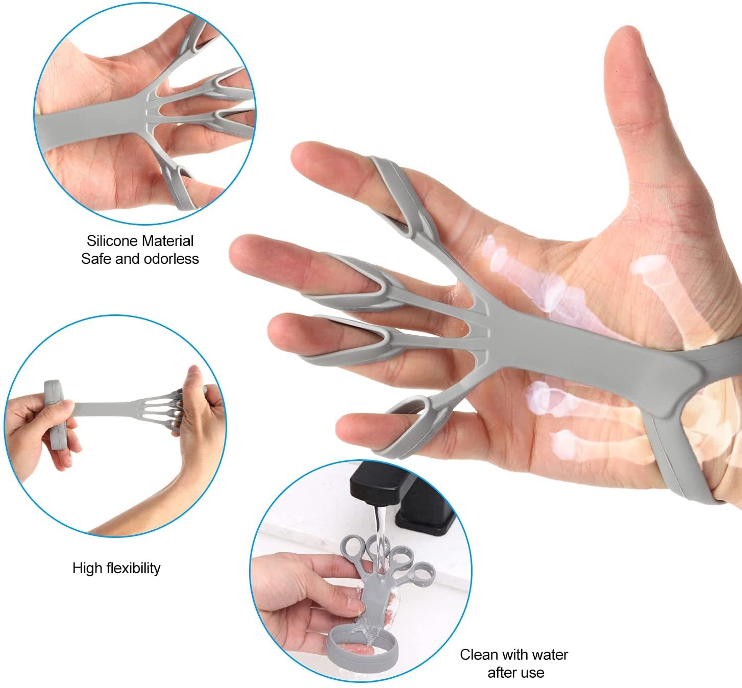 Silicone Grip Device Finger Exercise Stretcher Arthritis Hand Grip Trainer Strengthen Rehabilitation Training To Relieve Pain - iztia