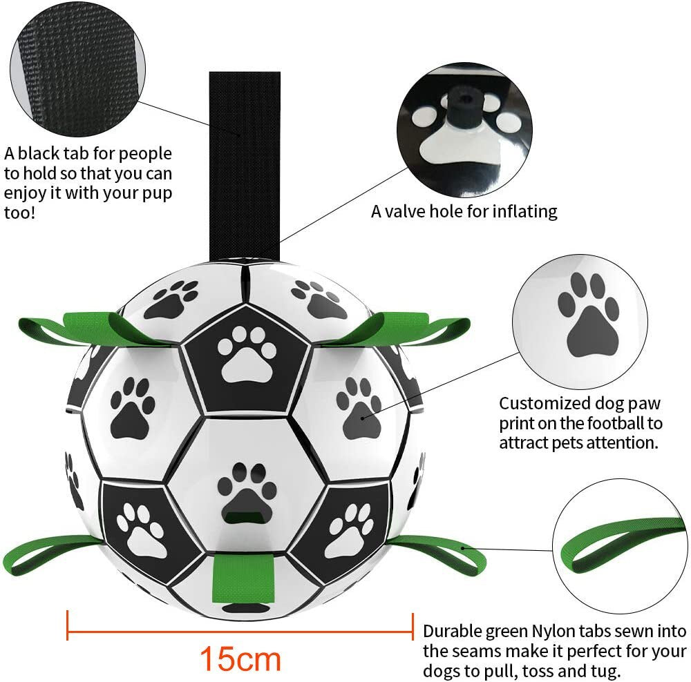 Dog Toys Interactive Pet Football Toys with Grab Tabs Dog Outdoor training Soccer Pet Bite Chew Balls for Dog accessories - iztia