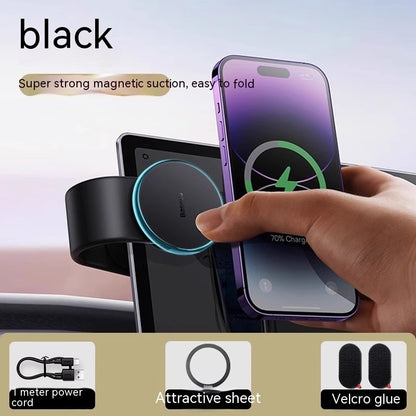 Magnetic Bendable Car Mobile Phone Holder Wireless Charger Phone Holder 15W Car Dash Mount Compatible With Phone - iztia