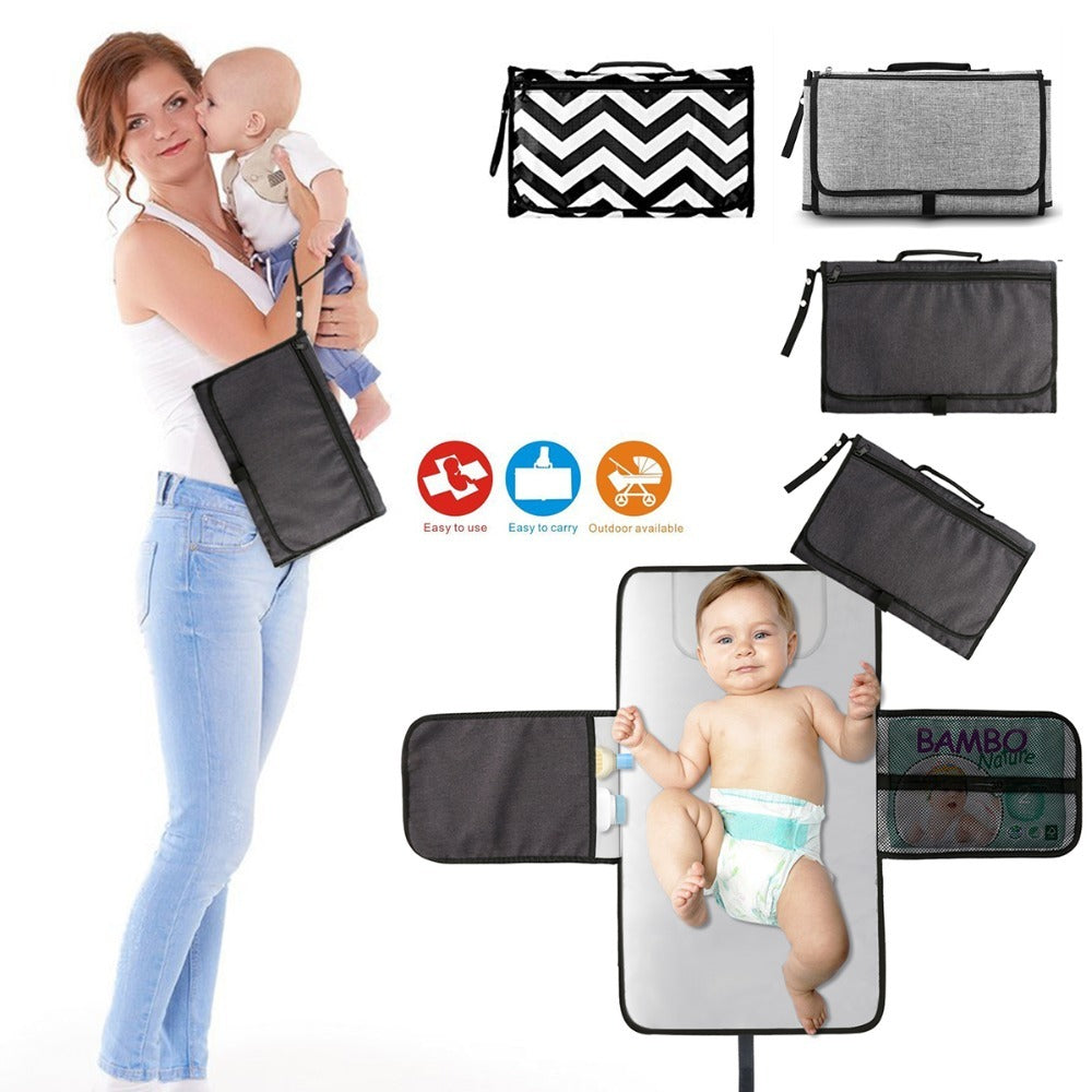 Baby Portable Foldable Washable Compact Travel Nappy Diaper Changing Mat Waterproof Baby Floor Mat Change Play Mat & Storage Bag - iztia