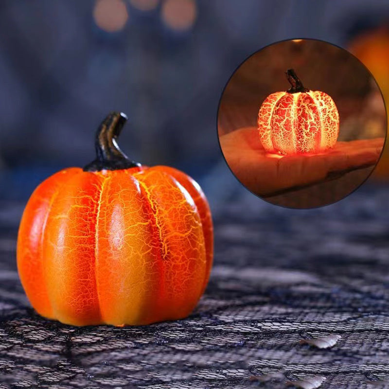 New Halloween Pumpkin Lantern Simulation Pumpkin LED Candle Lamp Resin Luminous Pumpkin - iztia