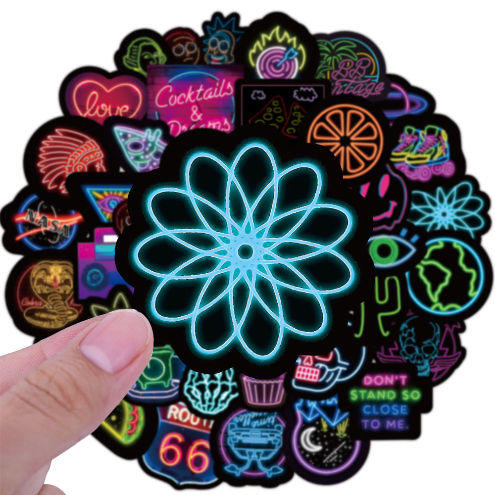 50 Neon Graffiti Stickers Decorative Waterproof Stickers - iztia