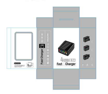 USB Charger Quick Charge 3.0 4 Phone Adapter For Tablet Portable Wall Mobile Charger Fast Charger - iztia