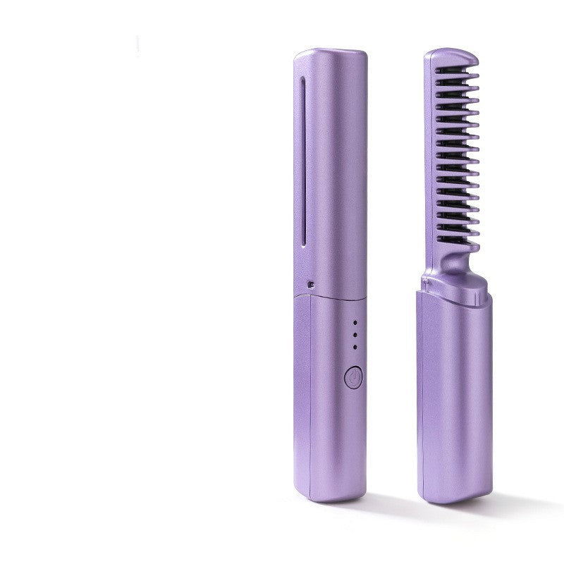 Professional Wireless Hair Straightener Curler Comb Fast Heating Negative Ion Straightening Curling Brush Hair Styling Tools - iztia