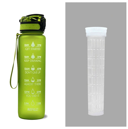 1L Tritan Water Bottle With Time Marker Bounce Cover Motivational Water Bottle Cycling Leakproof Cup For Sports Fitness Bottles - iztia