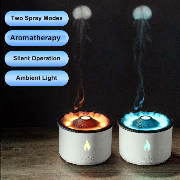 New Creative Ultrasonic Essential Oil Humidifier Volcano Aromatherapy Machine Spray Jellyfish Air Flame Humidifier Diffuser - iztia