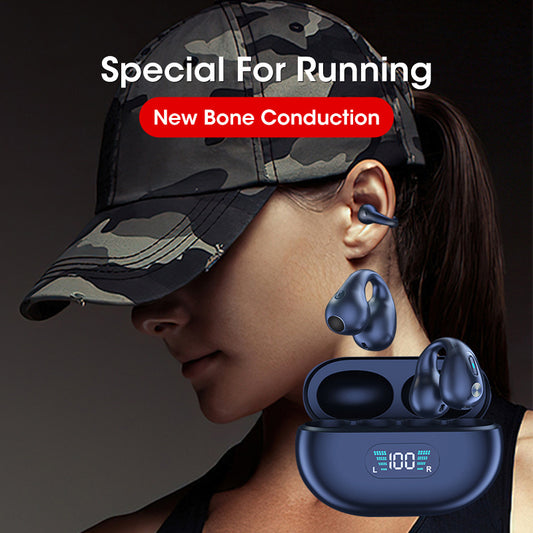 Bone Conduction Headphones TWS Earbuds Ear Clip Bluetooth 5.3 Touch Wireless Earphone In-Ear Bass HIFI Sports Headset - iztia